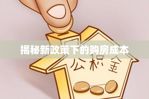 淇滨揭秘新政策下的购房成本